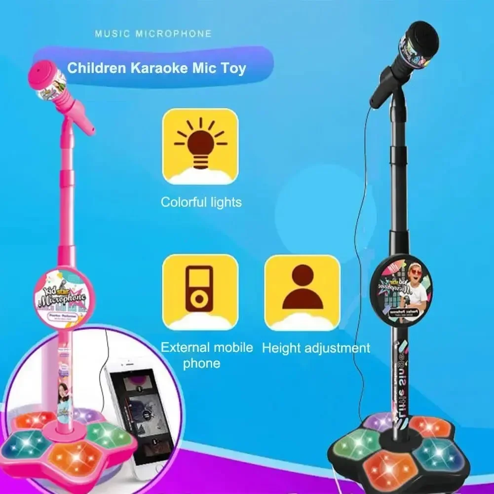 Kids Education Phone - เด็กไมโครโฟนพร้อมขาตั้งเพลงคาราโอเกะไมโครโฟนแนวตั้งเครื่องดนตรีของเล่นสมอง-การฝึกอบรมของเล่นเพื่อการศึกษาของขวัญวันเกิดเด็กผู้หญิง