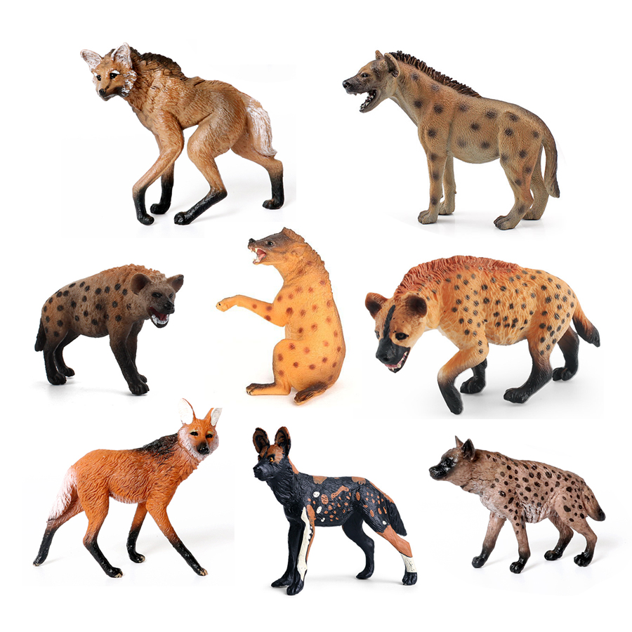 Kids Education Picture - สมจริงพลาสติกสัตว์ป่า Hyena,Maned Wolf,สุนัขป่าแอฟริกันของเล่นมือทาสีตุ๊กตาสําหรับคอลเลกชันวิทยาศาสตร์การศึกษา Prop